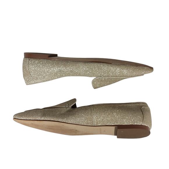 ANN TAYLOR! SWEET GOLDEN STARDUST POINTY TIE CLASSIC SLIP-ON LOAFERS! SZ 6M - Picture 6 of 10